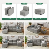 Honbay Modular Sectional Sleeper Sofa Bed Reversible Modular Couch With Storage Seats Oversized Sleeper Sectional Couch Modular