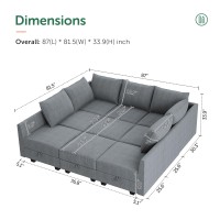 Honbay Modular Sectional Sleeper Sofa With Storage Reversible Modular Sofa Couch Oversized Sleeper Sectional Sofa Modular Couch