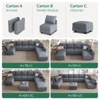 Honbay Modular Sectional Sleeper Sofa With Storage Reversible Modular Sofa Couch Oversized Sleeper Sectional Sofa Modular Couch