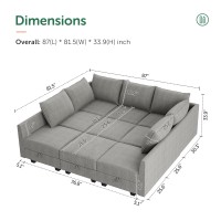 Honbay Modular Sectional Sofa With Storage Sleeper Sectional Sofa Modular Sectional Couch For Living Room Grey