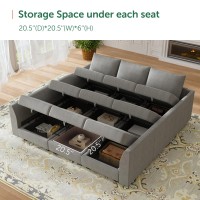 Honbay Modular Sectional Sofa With Storage Sleeper Sectional Sofa Modular Sectional Couch For Living Room Grey