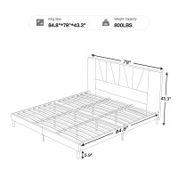 Flolinda King Size Bed Frame Upholstered Platform With Complete Headboard And Strong Wooden Slats No Box Spring Needed Easy As