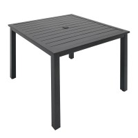 Virvla Patio Dining Square Table Outdoor Steel Table With Umbrella Hole 37 X 37 X 28