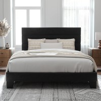 Allewie Full Size Platform Bed Frame With Velvet Upholstered Headboard And Wooden Slats Support Fully Upholstered Mattress Foun