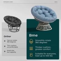 Bme 40 Ergonomic Wicker Papasan Chair With Soft Thick Density Fabric Cushion High Capacity Steel Frame 360 Degree Swivel For