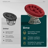 Bme 40 Ergonomic Wicker Papasan Chair With Soft Thick Density Fabric Cushion High Capacity Steel Frame 360 Degree Swivel For