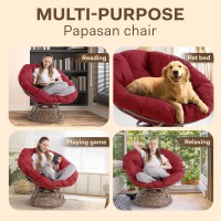 Bme 40 Ergonomic Wicker Papasan Chair With Soft Thick Density Fabric Cushion High Capacity Steel Frame 360 Degree Swivel For