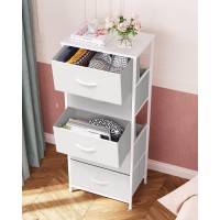 Crestlive Products Tall Dresser Vertical Storage Tower Sturdy Steel Frame Wood Top Easy Pull Fabric Bins Organizer Unit Fo