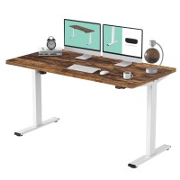 FLEXISPOT Adjustable Desk, Electric Standing Desk Sit Stand Desk Whole-Piece Desk Board for Home Office (EC1 Classic 55x28, White Frame+Rustic)