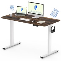 Flexispot En1 One Piece Standing Desk 48 X 30 Electric Height Adjustable Desk Sit Stand Desk For Home Office White Frame