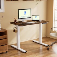 Flexispot En1 One Piece Standing Desk 48 X 30 Electric Height Adjustable Desk Sit Stand Desk For Home Office White Frame