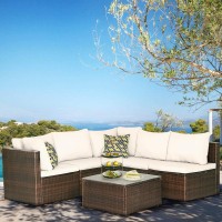 Outdoor Furniture Patio Sets 6 Pieces Wicker Conversation Set Sectional Sofa Garden Furniture Allweather Tea Tablewashable Cou