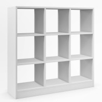 Ifanny Cube Bookcase, White Book Shelf With 9 Cubes, 3-Tier Small Display Shelf, Low Bookshelf Under Window, Cubical Storage Shelves For Bedroom, Living Room, Home Office (9 Cube)