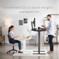 Vivo Electric Height Adjustable 48 X 30 Inch Memory Stand Up Desk, Light Wood Solid One-Piece Table Top, White Frame, Standing Workstation With Preset Controller, 1B Series, Desk-Kit-1W5C