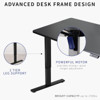 Vivo Electric Height Adjustable 48 X 30 Inch Memory Stand Up Desk, Light Wood Solid One-Piece Table Top, Black Frame, Standing Workstation With Preset Controller, 1B Series, Desk-Kit-1B5C