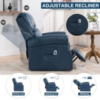 Lehboson Lift Chair Recliners, Electric Power Recliner Chair Sofa For Elderly,Faux Leather,Usb Ports,3 Positions And Side Pocket,(Navy Blue