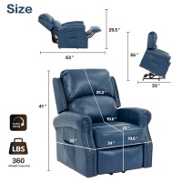 Lehboson Lift Chair Recliners, Electric Power Recliner Chair Sofa For Elderly,Faux Leather,Usb Ports,3 Positions And Side Pocket,(Navy Blue