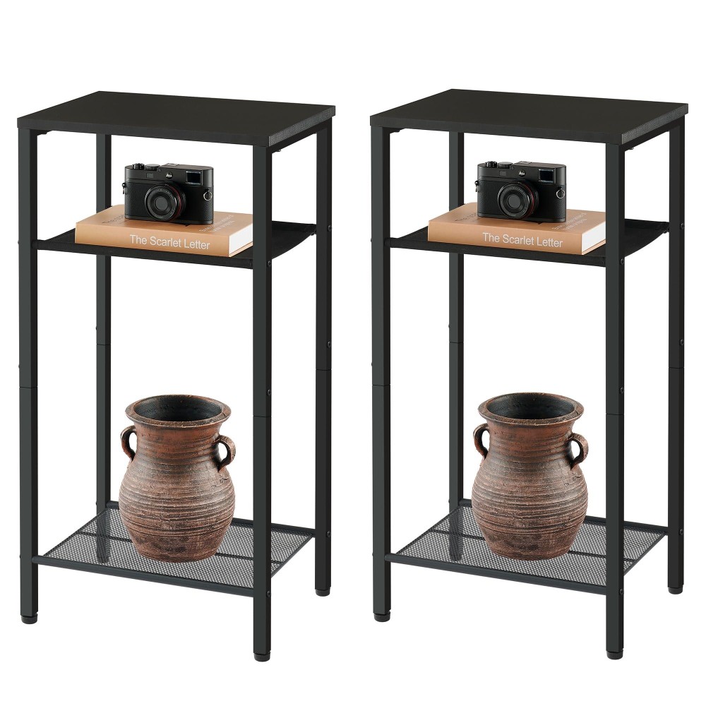 Hoctieon 2Set 3 Tier End Table Telephone Table Set Of 2 Tall Side Table With Storage Set Of 2 Small Nightstand For Small Spa