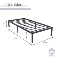 Alazyhome Twin Xl Size Bed Frame 14 Inch Metal Platform Bed Frame Heavy Duty Steel Slats Support No Box Spring Needed Noisefree