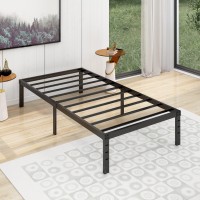 Alazyhome Twin Size Bed Frame 14 Inch Metal Platform Bed Frame Heavy Duty Steel Slats Support No Box Spring Needed Noisefree Ea