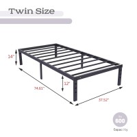 Alazyhome Twin Size Bed Frame 14 Inch Metal Platform Bed Frame Heavy Duty Steel Slats Support No Box Spring Needed Noisefree Ea