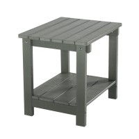 Key West Weather Resistant Outdoor Indoor Plastic Wood End Table Patio Rectangular Side Table Small Table For Deck Backyards Lawns Poolside And Beaches Grey(D0102H73Uzj)