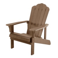 Key West Outdoor Plastic Wood Adirondack Chair, Patio Chair For Deck, Backyards, Lawns, Poolside, And Beaches, Weather Resistant, Brown(D0102H57Xyt)