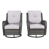 Rilyson Wicker Rocking Chair Swivel Chairs 2 Piece Rocker Patio Chairs Set Rattan Rocking Chair For Outdoor Porch Deck Garden