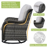 Rilyson Wicker Rocking Chair Swivel Chairs 2 Piece Rocker Patio Chairs Set Rattan Rocking Chair For Outdoor Porch Deck Garden