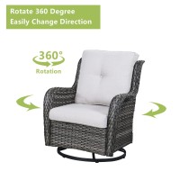 Rilyson Wicker Rocking Chair Swivel Chairs 2 Piece Rocker Patio Chairs Set Rattan Rocking Chair For Outdoor Porch Deck Garden