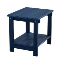 Key West Weather Resistant Outdoor Indoor Plastic Wood End Table, Patio Rectangular Side Table, Small Table For Deck, Backyards, Lawns, Poolside, And Beaches, Blue(D0102H73Fh8)