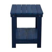 Key West Weather Resistant Outdoor Indoor Plastic Wood End Table, Patio Rectangular Side Table, Small Table For Deck, Backyards, Lawns, Poolside, And Beaches, Blue(D0102H73Fh8)