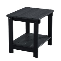 Key West Weather Resistant Outdoor Indoor Plastic Wood End Table, Patio Rectangular Side Table, Small Table For Deck, Backyards, Lawns, Poolside, And Beaches, Black(D0102H73U3T)
