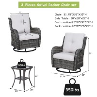 Rilyson Wicker Rocking Chair Swivel Chairs 6 Piece Rocker Patio Furniture Set Rattan Rocking Bistro Sets With Glass Top Side T