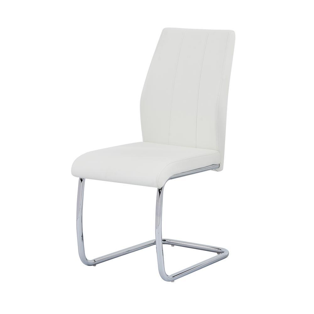 Gudmund 2piece Modern Dining Chairs in White Faux Leather