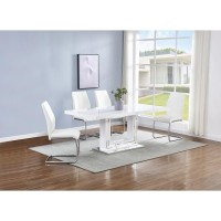 Gudmund 2piece Modern Dining Chairs in White Faux Leather