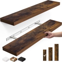 Bayka Floating Shelves 225 Wall Mounted Rustic Wood Shelves For Bathroom Bedroom Living Room Kitchen Office Hanging She