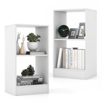 Ifanny 2 Shelf Bookcase Set Of 2, Wood Storage Cube Shelf, Modern Display Shelf, Small Bookshelf For Small Spaces, White Book Shelf For Bedroom, Living Room, Home Office