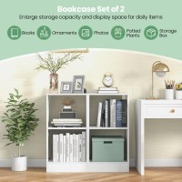 Ifanny 2 Shelf Bookcase Set Of 2, Wood Storage Cube Shelf, Modern Display Shelf, Small Bookshelf For Small Spaces, White Book Shelf For Bedroom, Living Room, Home Office