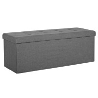 Super Deal Folding Storage Ottoman Bench, 43 Inches Footrest With Divider Foam Padded Seat Large Toy Storage Chest Long Box For Living Room Bedroom Entryway, 660 Lbs Capacity, Light Gray