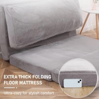 Maxyoyo Folding Sofa Bed With Faux Fur Washable Cover Extra Thick Floor Mattress For Adults Single Couch Bed For Bedroom Livin