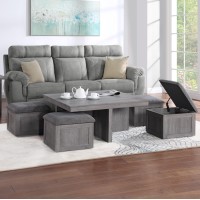 Moseberg Distressed Gray Coffee Table With Storage Stoolsd0102H57Q32