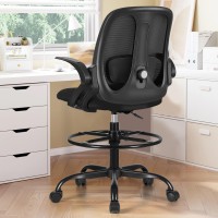 Razzor Drafting Chair Tall Ergonomic Office Chair Standing Desk Stool Chair With Adjustable Lumbar Support And Footrest Ring Executive Computer Chair