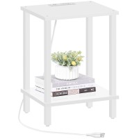 Tutotak End Table With Charging Station Side Table With Usb Ports And Outlets Nightstand 2Tier Storage Shelf Sofa Table For