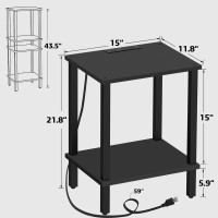 Tutotak End Table With Charging Station Side Table With Usb Ports And Outlets Nightstand 2Tier Storage Shelf Sofa Table For