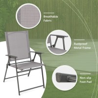 Giantex Patio Folding Chairs Set Of 4 Outdoor Lawn Chairs With Rustproof Metal Frame Portable Dining Chairs For Porch Deck G