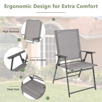 Giantex Patio Folding Chairs Set Of 4 Outdoor Lawn Chairs With Rustproof Metal Frame Portable Dining Chairs For Porch Deck G