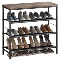 Ingiordar Shoe Rack Organizer 4 Tier Metal Organizer Shelf With Industrial Mdf Board And Layer Fabric For Entryway Closet Bedroo