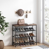 Ingiordar Shoe Rack Organizer 4 Tier Metal Organizer Shelf With Industrial Mdf Board And Layer Fabric For Entryway Closet Bedroo