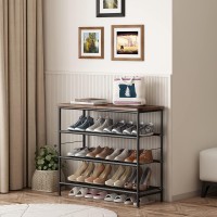 Ingiordar Shoe Rack Organizer 4 Tier Metal Organizer Shelf With Industrial Mdf Board And Layer Fabric For Entryway Closet Bedroo